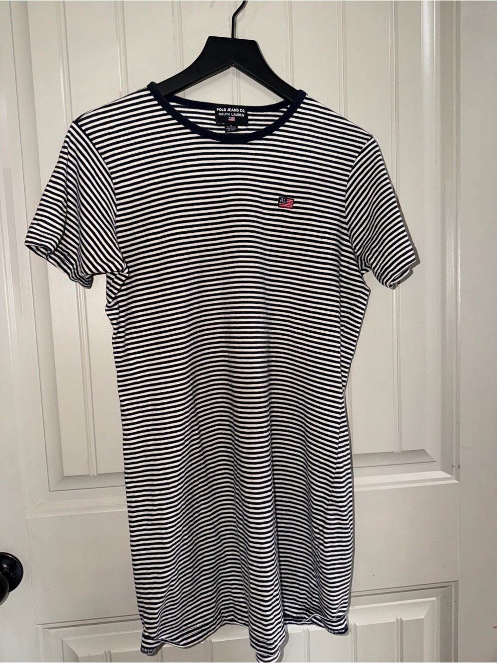 Polo by Ralph Lauren Navy and White Striped Midi Dress